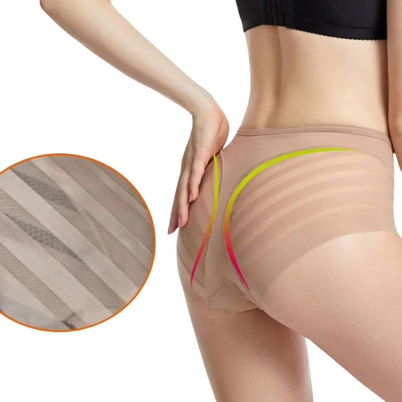 2Pcs/Set Ice Silk Tummy Control Panties Women High Rise Shapewear Pants Female Sexy Lingerie Slimming Underwear M-3XL Briefs