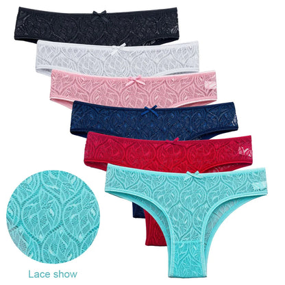 5 PCS/Set Mesh Briefs M-2XL Lace Panties Sexy Transparent Underwear Low Rise Panties Girls Intimates Lingeri