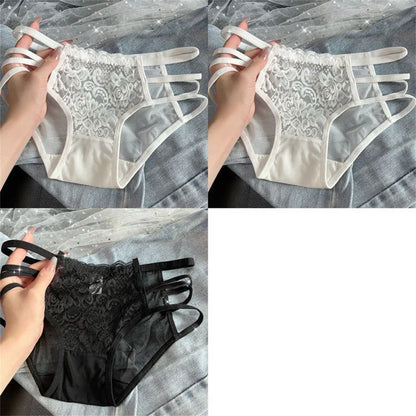 3pcs/Lots Lace Panties for Women Transparent Mesh Hip Male Briefs Low Rise Hollow Out Breathable Underwear Plus Size