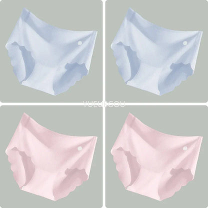4PCS Ice Silk Seamless Underwear Ultra-thin Women's Panties Sexy Transparent Stretch Briefs High Waist Comfortable Lingerie M-XL