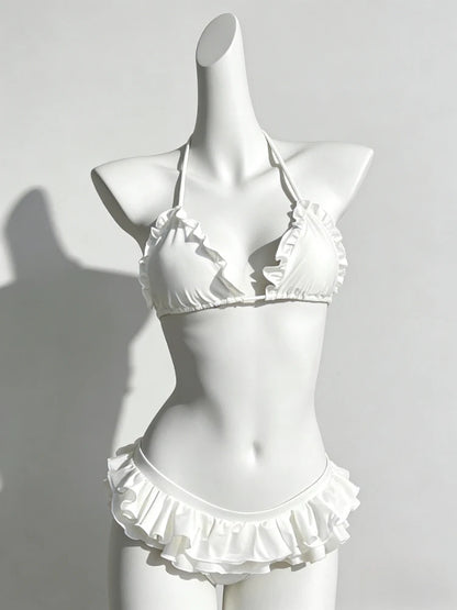 Sexy Lace Up Back Two Piece Bikini Set High Cut Leg Push Up Tops Stylish Swimwear Beach Bathing Suit for Ladies Summer Vacation