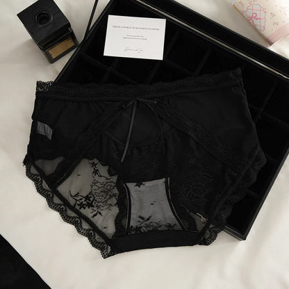 Women's Panties Sexy Briefs Women's Hollow out Semi-Transparent Soft Breathable Triangle Underwear Lace Flower Pattern Plus Size