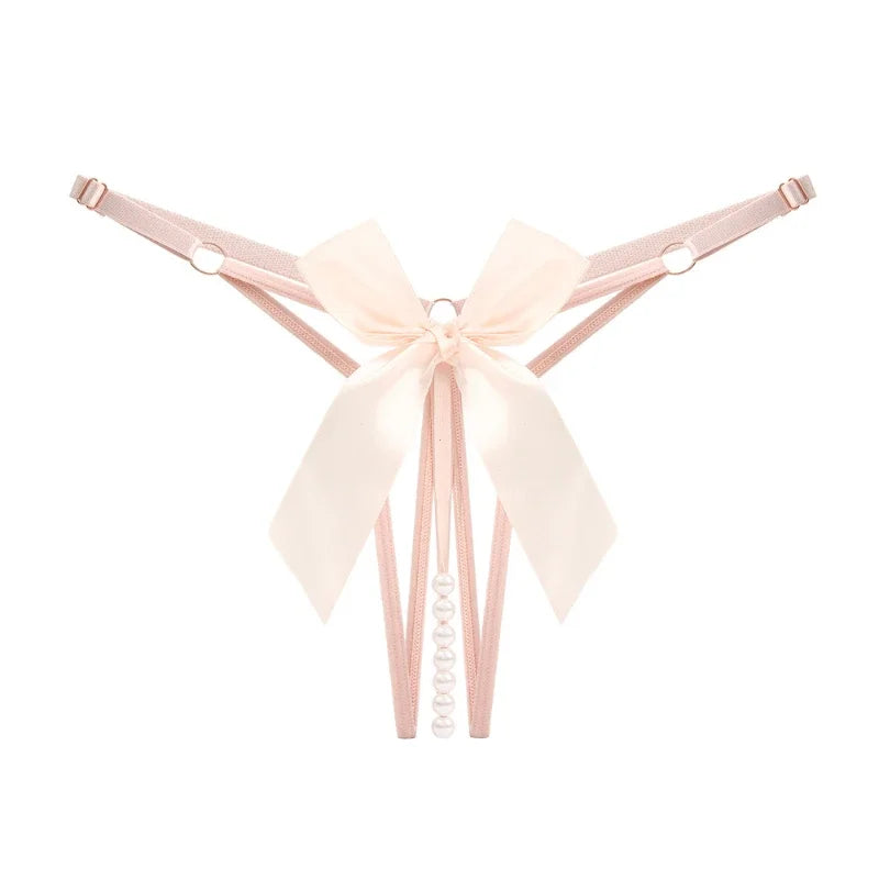 Black Thongs Women's Panties 1PC Sexy Bow Beading Lingerie Female Underwear Low Waist G-string Ladies Трусы Женские Bragas Mujer