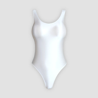 XClocKNYoung satin glossy swimsuit Satin Glossy Leotards U-shaped back High-Cut Bikini Thong Bodysuit glossy swimsuit