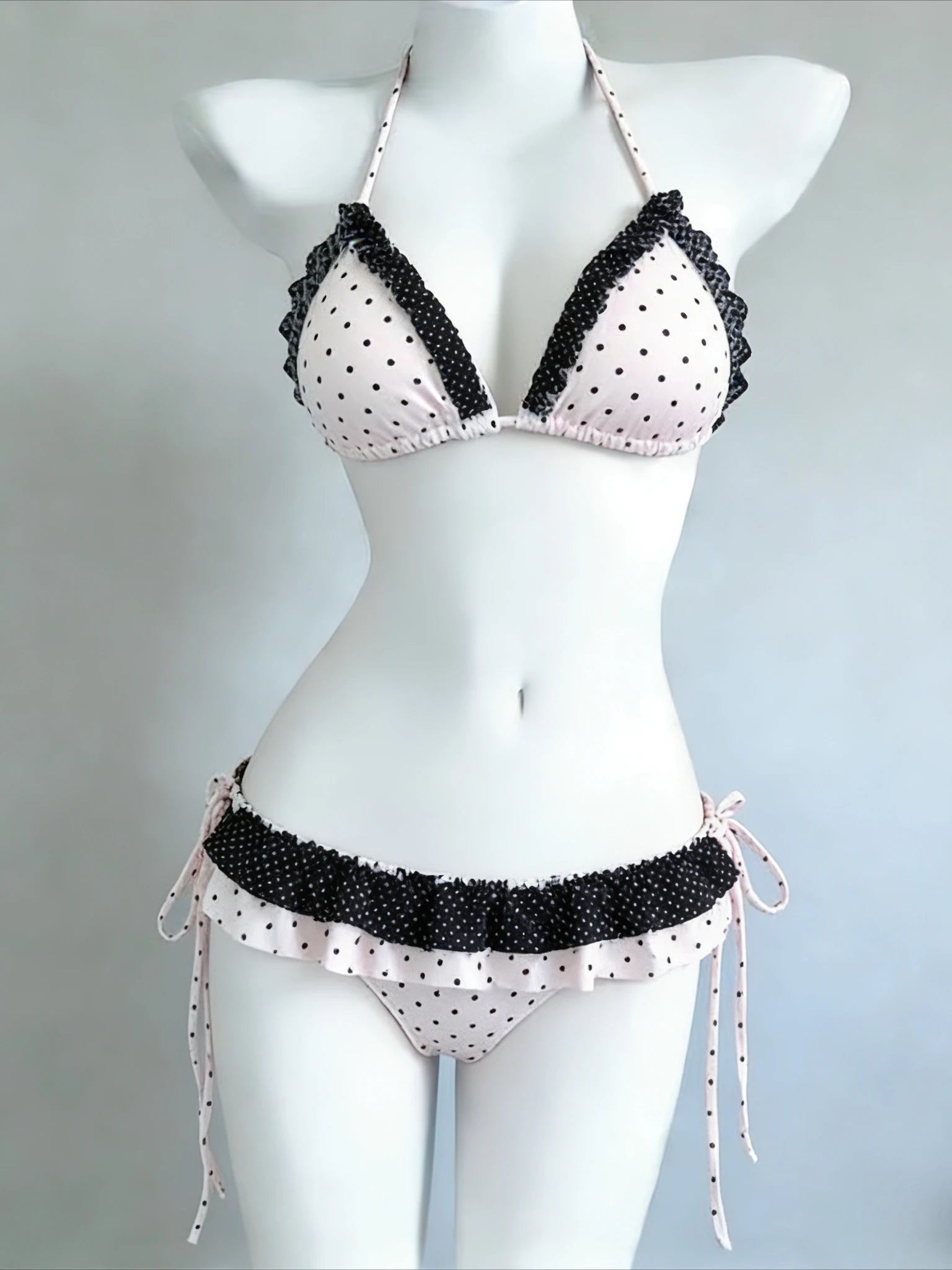 Sexy Lace Up Back Two Piece Bikini Set High Cut Leg Push Up Tops Stylish Swimwear Beach Bathing Suit for Ladies Summer Vacation