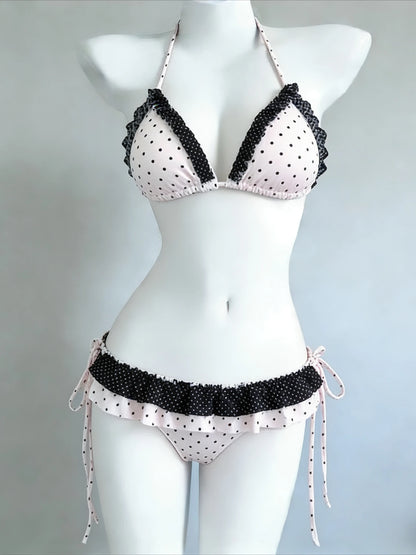 Sexy Lace Up Back Two Piece Bikini Set High Cut Leg Push Up Tops Stylish Swimwear Beach Bathing Suit for Ladies Summer Vacation