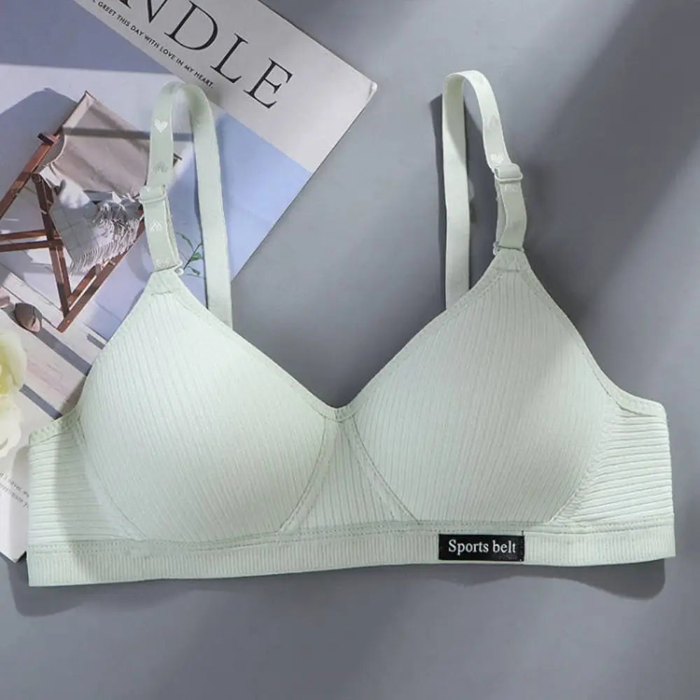 New Simple Cotton Girl Bra Underwear Student Bra Teen Thin Section Without Steel Ring Comfortable Sleep Bra Sports Vest