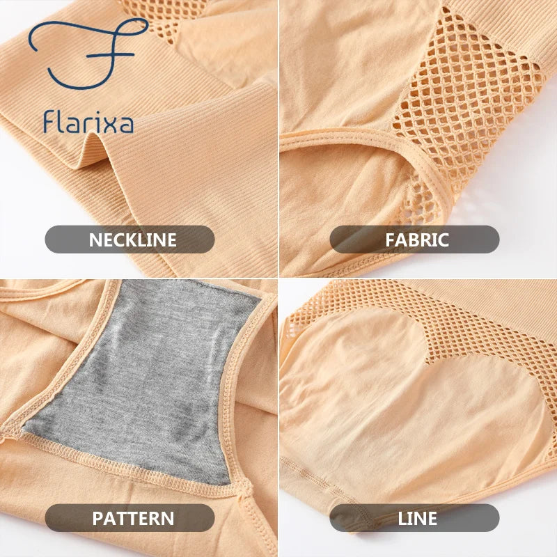 Flarixa 1/2/3Pcs Hollow Belly Control Shapewear Women Panties High Waist Double Layer Tummy Shaper Heart-shaped Hip Lift Pants