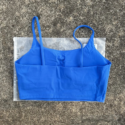 Solid Color Women Fitness Sports Bra Top Gym Yoga triangle backless Athletic Back Cutout Cross Tight Workout Soft With Chest Pad