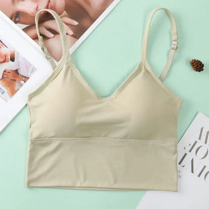 Women Bra Ice Silk Backless Open Back Tank Top Seamless Bralette U Type Low Back Bras Push Up Wirefree Underwear Sexy Sports