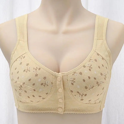 Front Closure Cotton Bra for Women Breathable Soft Brassiere Wire Free Thin Cup Bralette Sleeping Lingerie