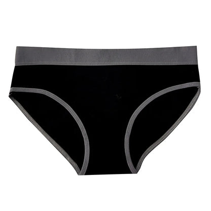 5Pcs/Set Sport Cotton Panties Women Middle Waist Briefs Girls Solid Color Underwear Breathable Underpants Color Blocked Triangle