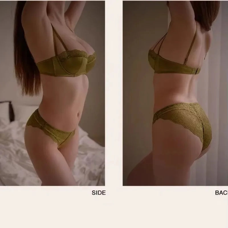 1/2 cup Sexy Push Up Demi Bra 8cm Padded Lace Underwear for Small Chest - Lift, Plunge, Anti-Sagging, Comfort Wirefree
