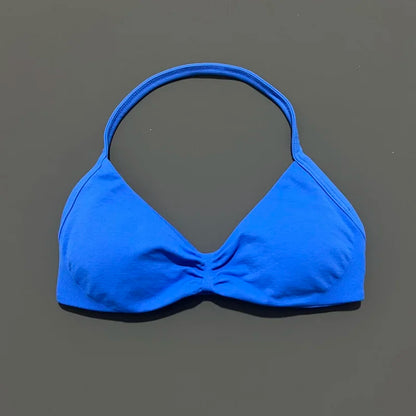 Sports Strappy Bra Yoga Underwear Women Gym Top Running Exercise Backless Bra High Support Active Wear Fitness Workout Halter
