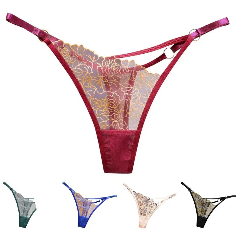 Womens Waist Hollowed Out Panties With Exquisite Embroidery Adjustable Waistband Women Cotton Panties Comfortable Underwear