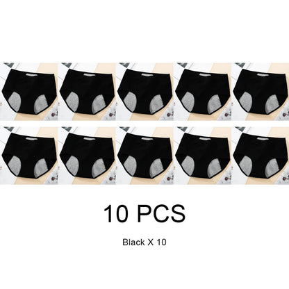 10PCS Cotton Menstrual Panties for Urinary Incontinence Woman Underpants Women Briefs Women's Underwear Leak Proof Period Anti