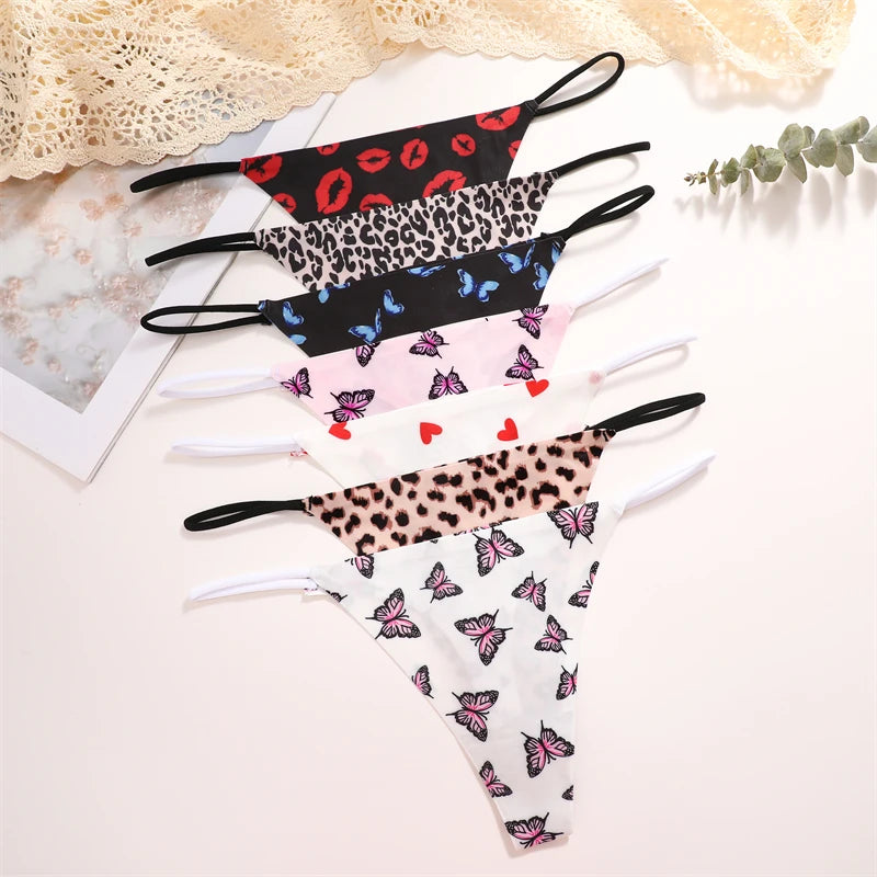 10Pcs Women Seamless Thongs Thin Strap Low Waist High Flexibility Panties Sexy Underwear Ladies Briefs T-back Comfortable Women