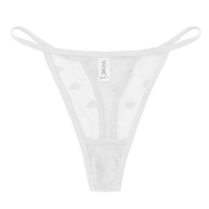 Sexy Lace Sheer Thong Panties Underwear Women'S Low Waist G-String T-Pants Lingerie Heart See Through Mesh Underpants