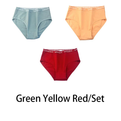 3PCS/Set Women Cotton Solid Seamless Underwear Sexy Plus Size Panties Letter Lingerie Mid Waist Comfortable Briefs NKT2123