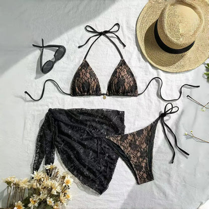 Lace Sexy Bikinis Female Swimsuits Women Three-Piece Swimwear Beach Swimming Wear Bathing Suits Brazilian Bikini Set Pool Bather