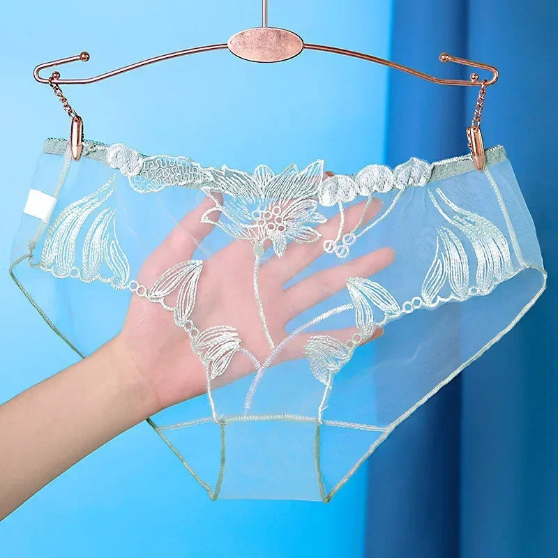 Sexy Transparent Women's Panties Super Thin Breathable Perspective Brief Underwear For Women Floral Mesh Female Lingerie Panty