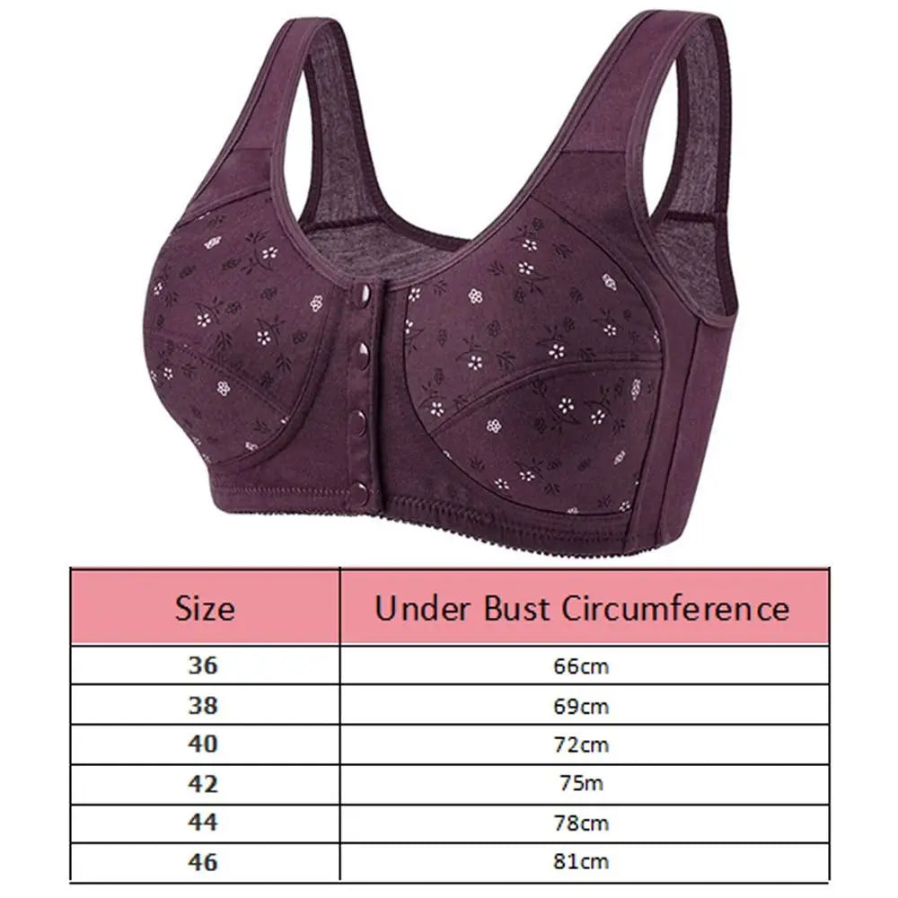 Comfortable Daisy Bras for Older Women Convenient Breathable Front Close Button Cotton Bras Widened Shoulder Straps