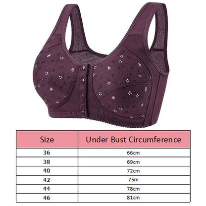 Comfortable Daisy Bras for Older Women Convenient Breathable Front Close Button Cotton Bras Widened Shoulder Straps