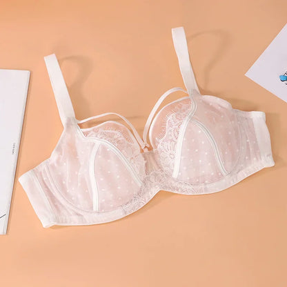 Womens Lace Sheer Minimizer Bra Full Coverage Non Padded Underwire Female Breathable Plus Size Lingerie 34 36 38 40 42 C D DD E