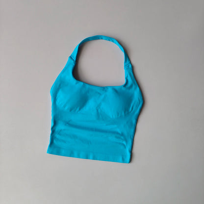 Women's Backless Hanging Necks Fitness Bra Workout Tops Yoga Crop Sports Vest Sexy Gym Fitness Tank Top for Athletic Women