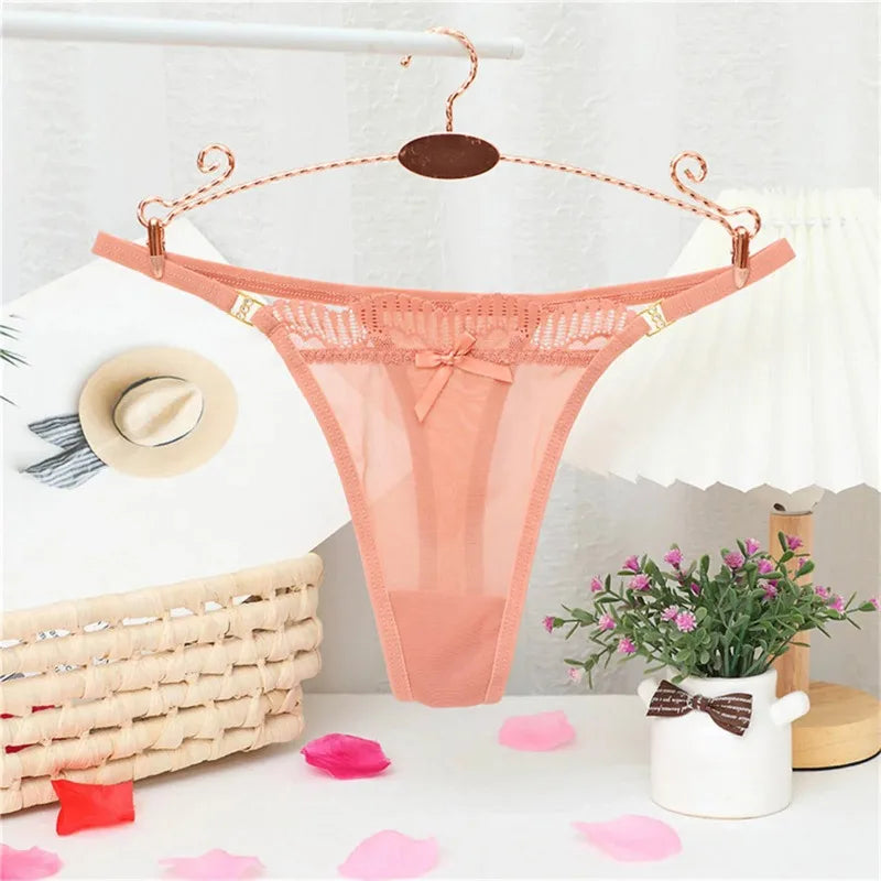 2024 New Women Sexy Panties Mesh Sheer Thongs T Pants Seamless Underwear T-Back Briefs Low Waist See Through G Strings Wholesale