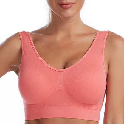 S-7XL Sports Yoga Shockproof Women's Bra Removable Breast Pad Bralette Sexy Elastic Beautiful Back Tops Comfort Cotton Sleep Bra