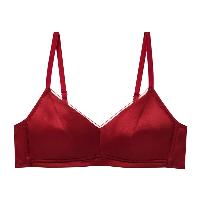 93% Mulberry Silk Women's Bralette Wireless Padded Bra Super Soft Lightly Lined Comfort Everyday Basic Deep V-Neck T-Shirt Bra