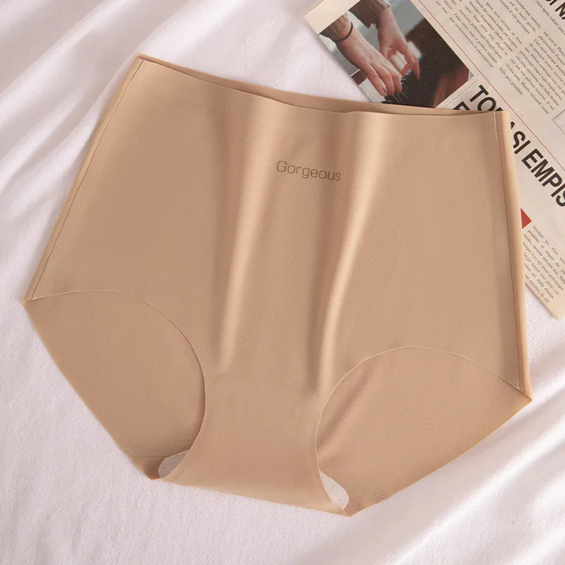 3pcs Women Thin Seamless Panties Girl Ice Silk High Waist Underwear Yoga Sport Brief Breathable Comfort Hip Lift Panty Underpant