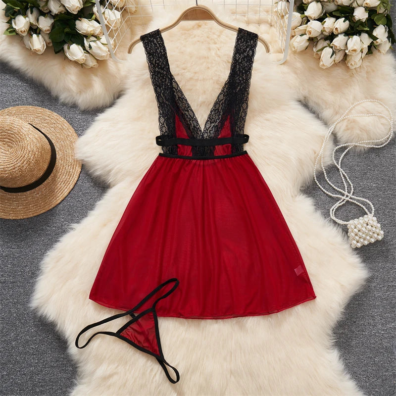 Women Strap Hollow Out Backless French Style Striped Erotic Playsuits Cosplay Slim Fit Underwear Black Lingerie Sexy Bodysuits