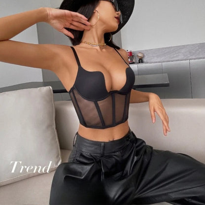 Women Push Up Bra Sets Transparent Lingerie Sexy Shaper Bra Beauty Back Comfortable Underwear Adult's Fishbone Gauze Bralette