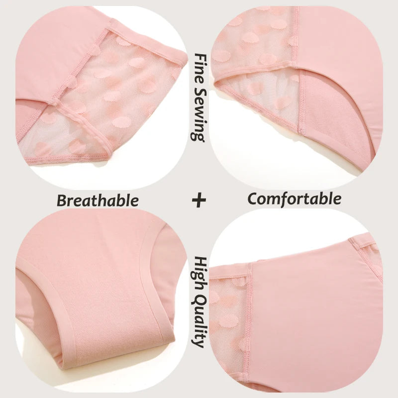 4Pcs/Set Absorption Leakproof Menstrual Period Briefs Seamless Lace Polka Dot Breathable Physiological Underwear Female Lingerie