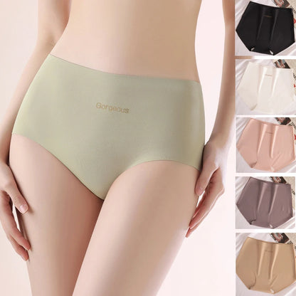 3pcs Women Thin Seamless Panties Girl Ice Silk High Waist Underwear Yoga Sport Brief Breathable Comfort Hip Lift Panty Underpant