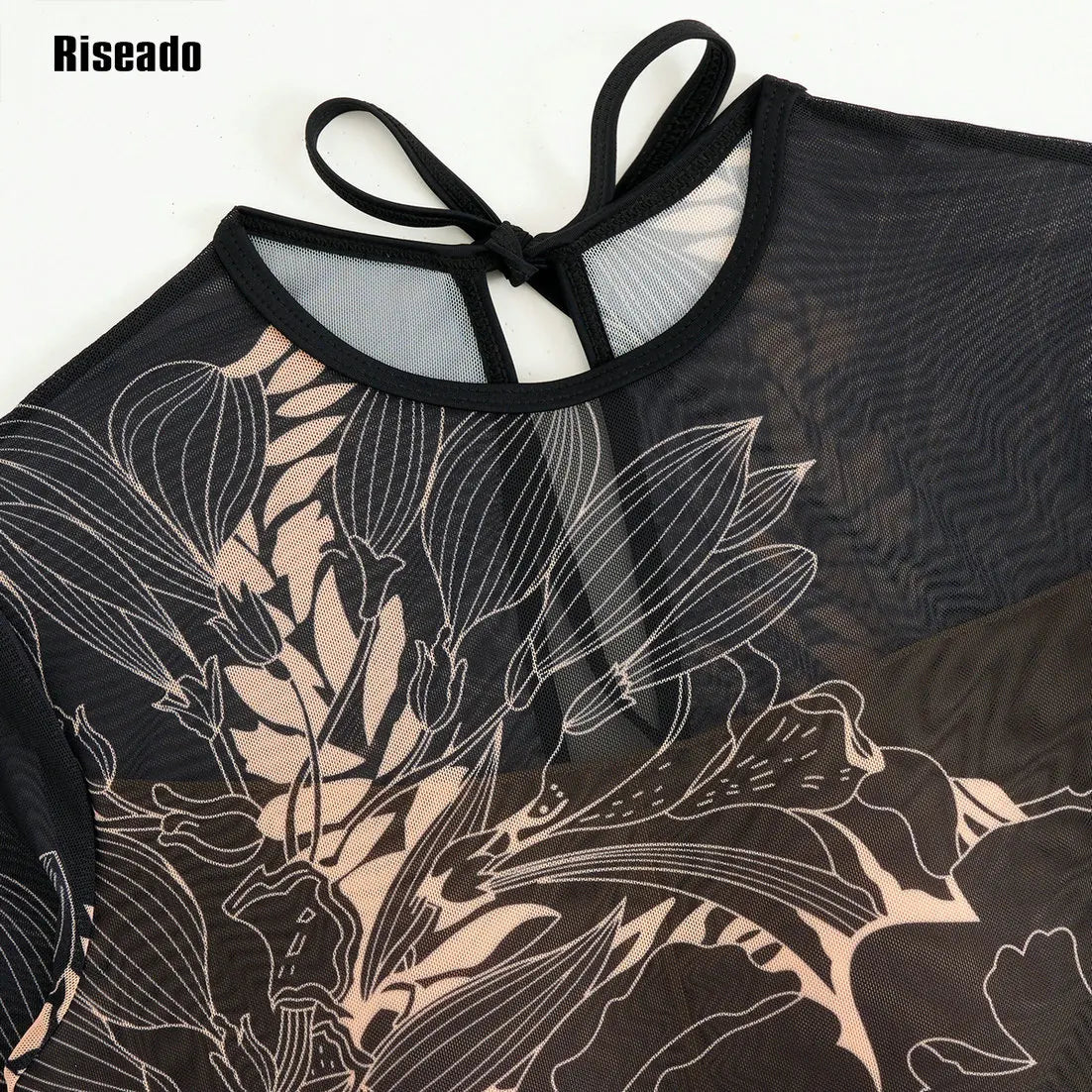 2025 New Trend Mesh Swimwear Women's Sheer Sexy High Waist Surfing One Piece Suit with Pants & Skirt Swimdress Smart Woman