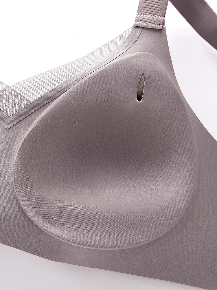 Seamless Wireless Mesh V-Neck Full Coverage Push up Bra Soft Supportive minimize Underwear 7847