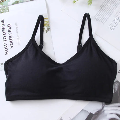Cotton Bra for Women Fixed Pads Sports Shockproof Underwear Seamless Solid Back Closure Female Lingerie