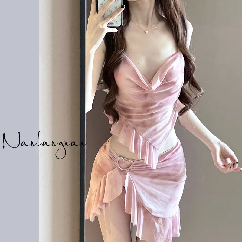 2026 New Women's High-End Two-Piece Bikini Set Tummy Control Modest Swimsuit Niche Style for Beach & Hot Spring Pure & Flirty