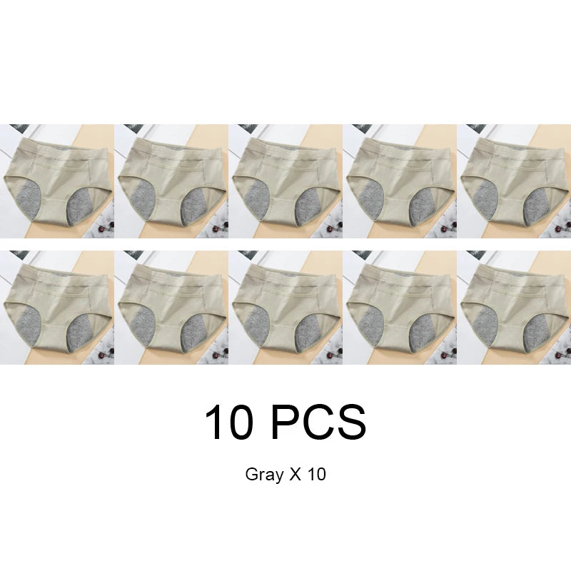 10PCS Cotton Menstrual Panties for Urinary Incontinence Woman Underpants Women Briefs Women's Underwear Leak Proof Period Anti