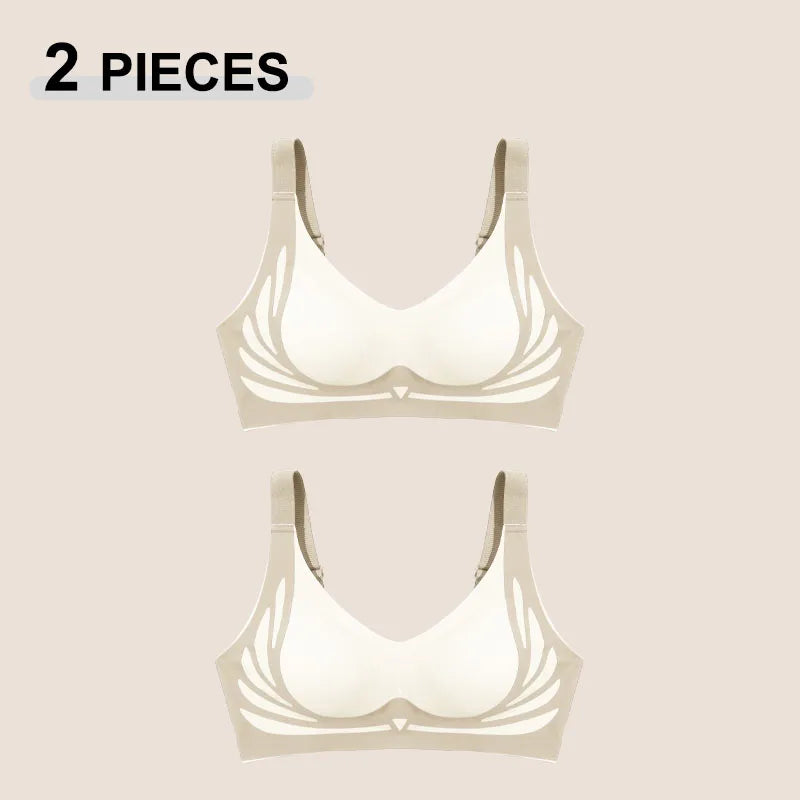 1/2Pcs/Set Women Push Up Bras Seamless Comfortable Angel Wings Bras Set Trendy Soft Breathable Underwear Female No Wire Lingerie