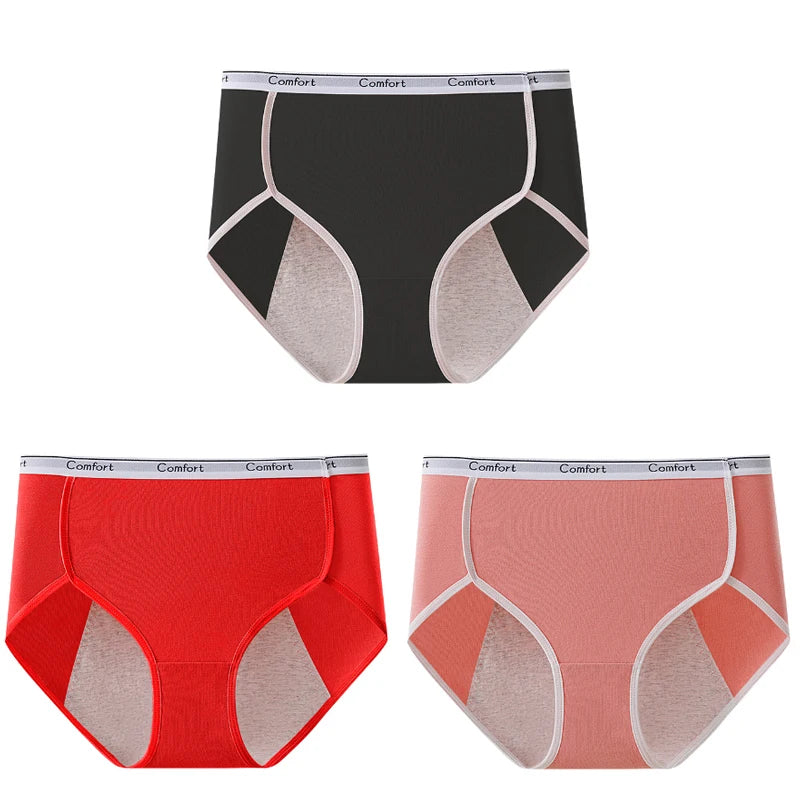 3pcs Cotton Menstruation Panties Women Menstrual Panties Plus Size High Waist Period Underwear Lady Leak Proof Menstruales Brife
