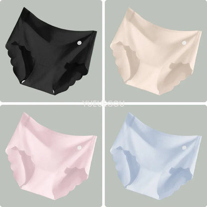 4PCS Ice Silk Seamless Underwear Ultra-thin Women's Panties Sexy Transparent Stretch Briefs High Waist Comfortable Lingerie M-XL