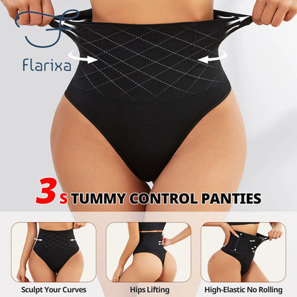Flarixa 1/2/3Pcs High Waist Thongs Seamless Women Panties G-String Lingerie Tummy Control Shaping Girdle Shaper Underwear