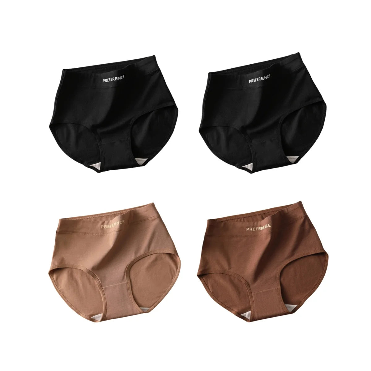 4Pcs/Set Women's High-Waist Cotton Briefs Tummy Control Panties Soft & Breathable Underwear Plus Size Comfort Lingerie M-XXL