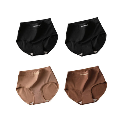 4Pcs/Set Women's High-Waist Cotton Briefs Tummy Control Panties Soft & Breathable Underwear Plus Size Comfort Lingerie M-XXL