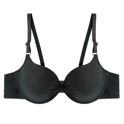 Sexy Women Cotton Gathered Bra Deep V Underwire Ladied  Brassiere Push Up Lingerie Solid Bras Backless Intimate Underwear