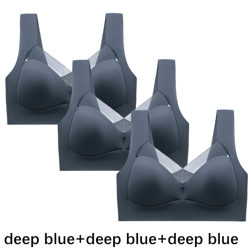 FallSweet 3PCS Plus Size Seamless Sport Bra for Woman Lace Wireless Bralette Shockproof Beautiful Back Bra Comfort Gym Underwear